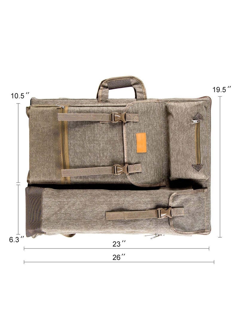TRANSON TRANSON Art Portfolio Case Artist Backpack Canvas Bag Large 26” x 19.5” Khaki Color  - Image 3