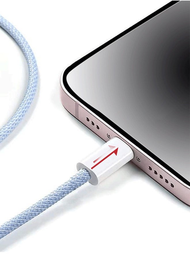 Ocean - iPhone Charger Cord, 60W USB C with 2M Woven Charging Cable, Type-C To Type-C, Suitable for 16/Plus/Pro/Pro Max, iPhone 15 Full Series, MacBook, iPad Pro/Air, and More, Blue - Image 1
