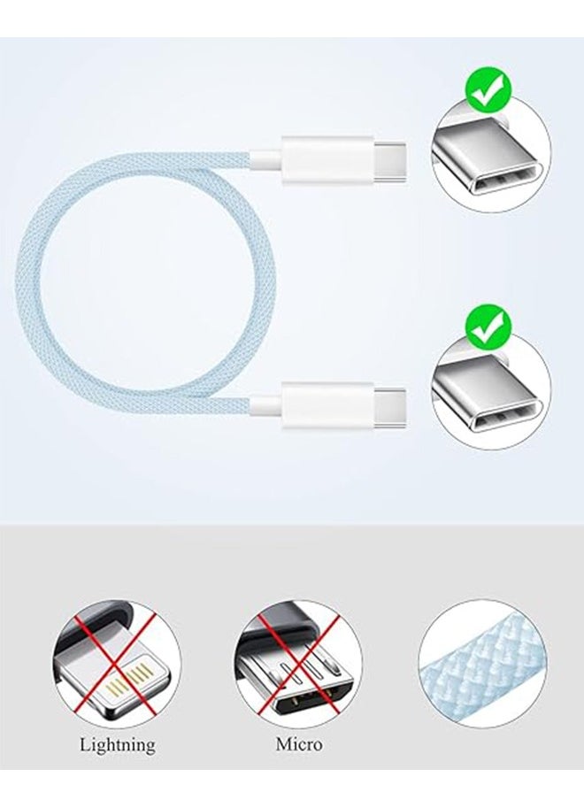 Ocean - iPhone Charger Cord, 60W USB C with 2M Woven Charging Cable, Type-C To Type-C, Suitable for 16/Plus/Pro/Pro Max, iPhone 15 Full Series, MacBook, iPad Pro/Air, and More, Blue - Image 1