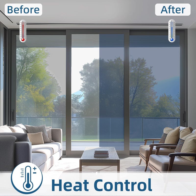 DUOFIRE One Way Window Film Privacy See Out Not in Heat Blocker Window Tint Reflective Windows Tinting Film for Home Static Cling Anti-UV Sun Blocking Windows Coveringï¼ˆBlack, 11.8x78.7inï¼‰ - Image 2