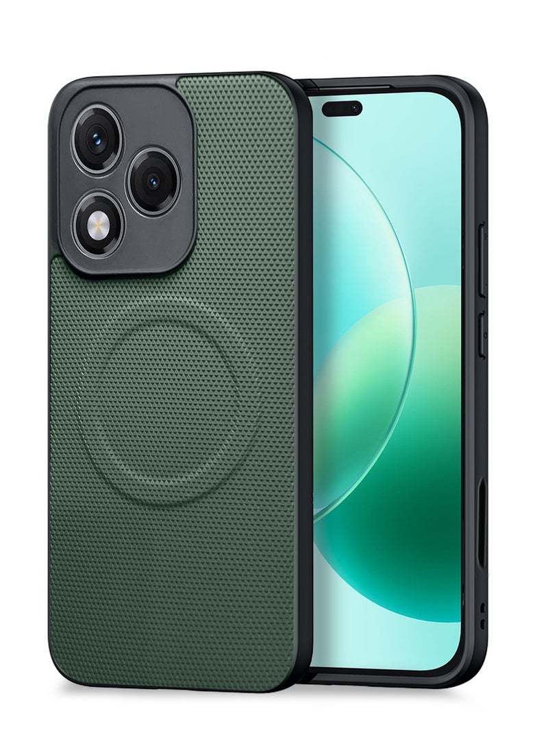 Wtech Honor 400 Lite 5G 2025 Premium Texture Case Magnetic Aramid Fabric Texture Designed Magsafe Case Cover (MCMPMN) - Olive - Image 1