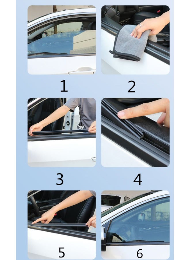 2-Piece Car Side Window Wiper Blade Replacement Tape, Adjustable Blades without Bone, Frameless Rubber Windscreen Wiper Tape for most cars, buses and trucks (Black, 14")
