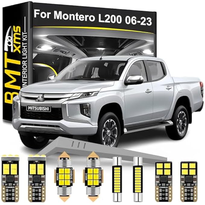 BMT xms مجموعة إضاءة داخلية LED بديلة لسيارة ميتسوبيشي L200 2006-2023، مصابيح بيضاء باردة 6000 كلفن، 10 قطع - Image 1