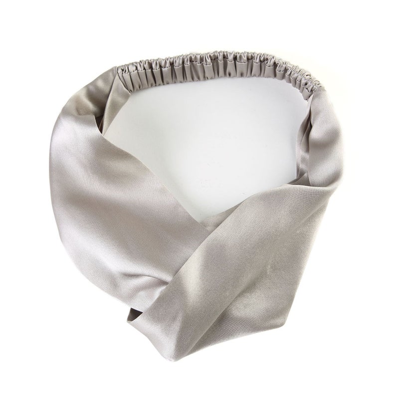 Loquat Luxury Pure Silk Headband Floral Hair Tie medium gray
