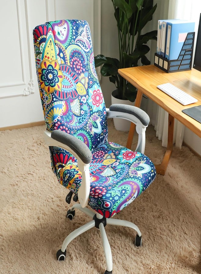 FORCHEER Large Office Chair Cover Stretchable Boho Printed Computer Chair Cover Armrest Office Desk Chair Slipcover Washable Durable - Image 2