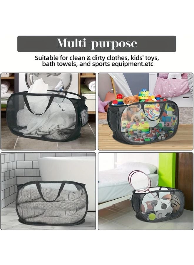 Foldable Laundry Basket With Reinforced Handles And Side Pockets Beige - Image 5