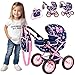 Kinderplay Adjustable Baby Doll Stroller Toy with Foldable Hood Lightweight Design for Dolls Up to 16 Inches Quiet Foam Wheels MachineWashable Bassinet Pram Indoor and Outdoor Play Model KP0262I - Image 2
