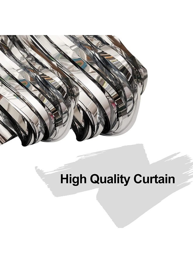 ECVV Metallic Foil Fringe Curtain – Silver Party Backdrop Decoration - Image 2