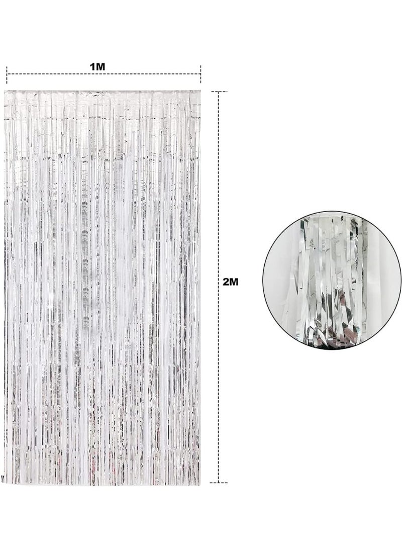 ECVV Metallic Foil Fringe Curtain – Silver Party Backdrop Decoration - Image 5