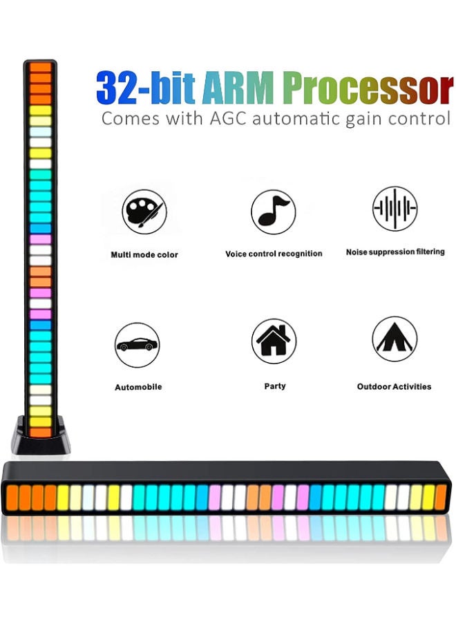 RGB Sound Reactive LED Light Bar, Sound Control Light Music Level Indicator Creative Colorful Sound Control Ambient Light Voice Activated Pickup Rhythm Light for Party Car Light Desktop