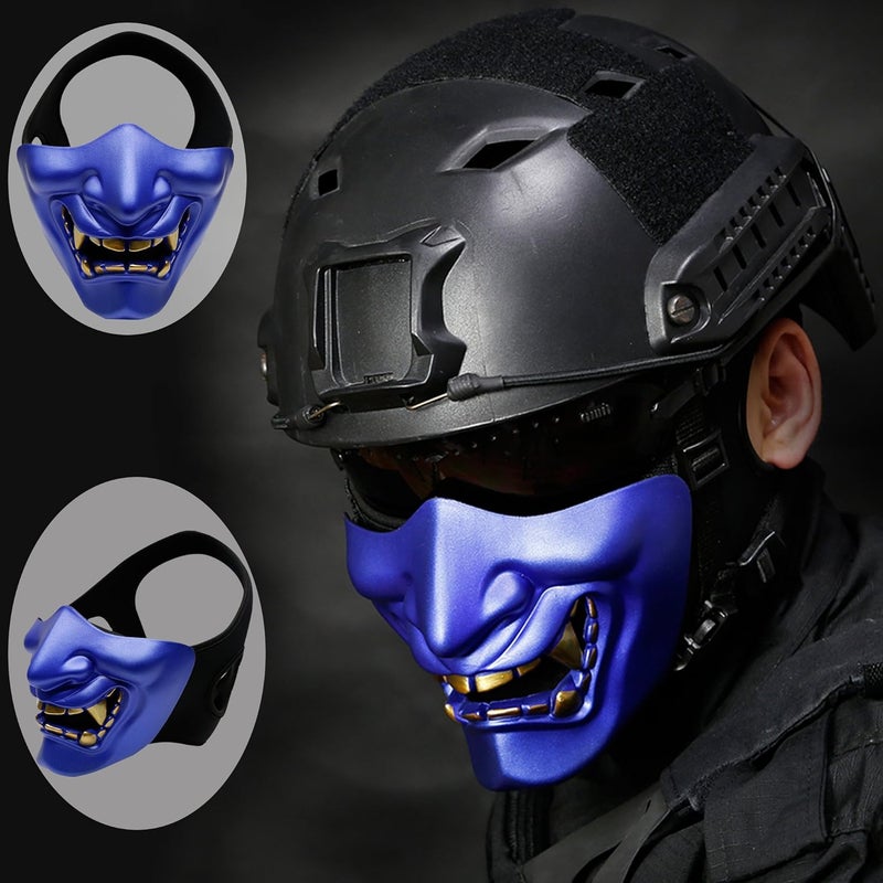 Aoutacc Airsoft Half Face Masks, Evil Demon Monster Kabuki Samurai Hannya Oni Half Face Protective Masks Masquerade Ball, Party, Halloween, Cs War Game - Image 2