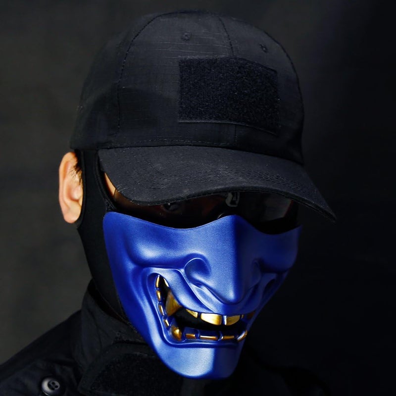 Aoutacc Airsoft Half Face Masks, Evil Demon Monster Kabuki Samurai Hannya Oni Half Face Protective Masks Masquerade Ball, Party, Halloween, Cs War Game - Image 3