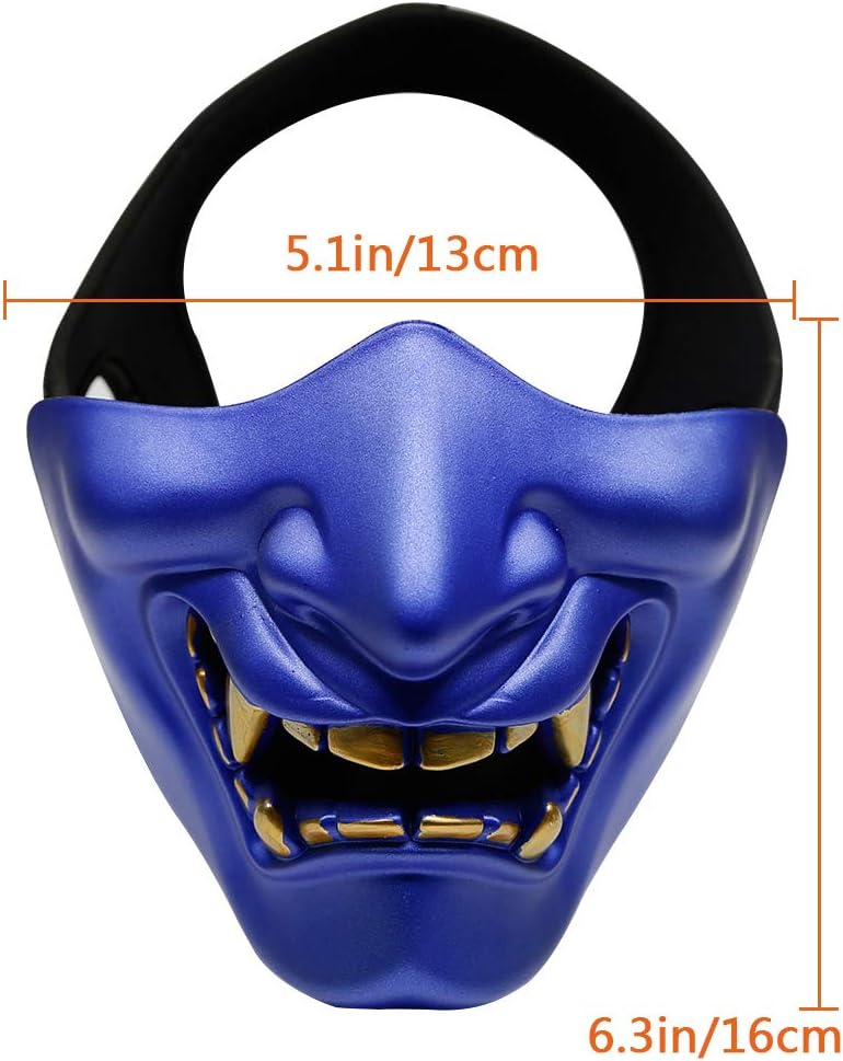 Aoutacc Airsoft Half Face Masks, Evil Demon Monster Kabuki Samurai Hannya Oni Half Face Protective Masks Masquerade Ball, Party, Halloween, Cs War Game - Image 4