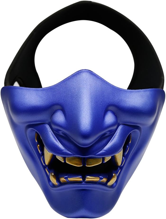 Aoutacc Airsoft Half Face Masks, Evil Demon Monster Kabuki Samurai Hannya Oni Half Face Protective Masks Masquerade Ball, Party, Halloween, Cs War Game - Image 1