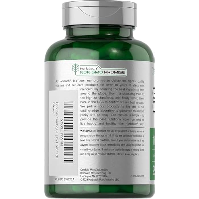Horbäach Horbaach Garcinia Cambogia Extract Pills | 1000mg | 250 Capsules | Herbal Extract Supplement | Non-GMO, Gluten Free - Image 3