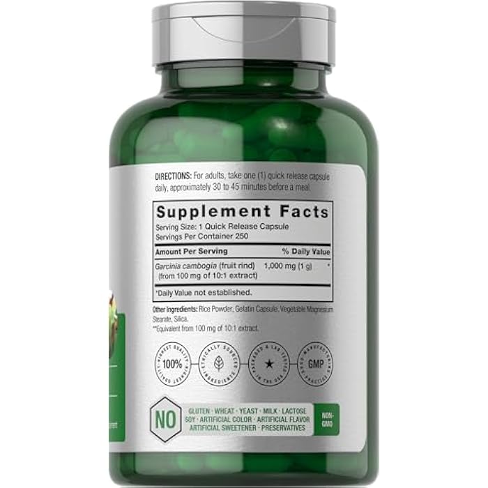 Horbäach Horbaach Garcinia Cambogia Extract Pills | 1000mg | 250 Capsules | Herbal Extract Supplement | Non-GMO, Gluten Free - Image 2