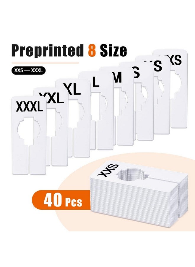 توتاتا 40 قطعة من فواصل خزانة الملابس من توتاتا، قابلة للكتابة وإعادة الاستخدام، فواصل رفوف خزانة الملابس، مطبوعة مسبقًا في 8 مقاسات XXS، XS، S، M، L، XL، XXL، XXXL (أبيض) - Image 3