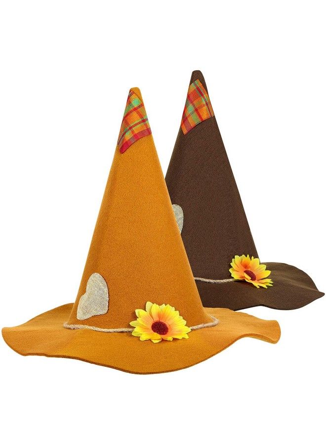 Geyoga 2 Pieces Scarecrow Hat Felt Scarecrow Costume Accessory For Halloween Costume Party 2 Colors For Age Over 12 (Dark Brown Light Brown) - Image 2
