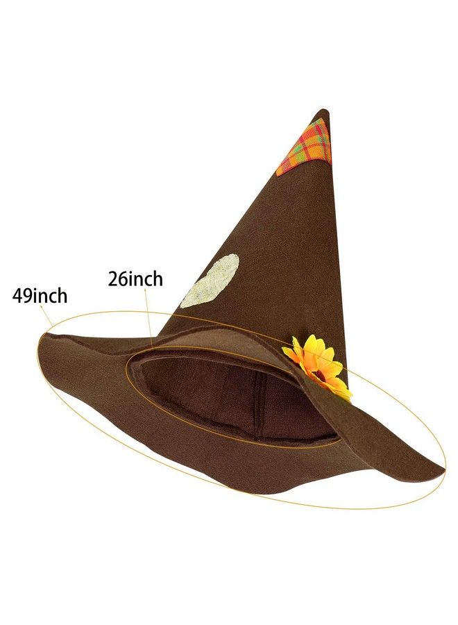 Geyoga 2 Pieces Scarecrow Hat Felt Scarecrow Costume Accessory For Halloween Costume Party 2 Colors For Age Over 12 (Dark Brown Light Brown) - Image 3