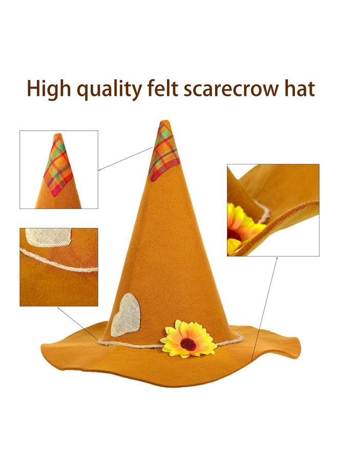 Geyoga 2 Pieces Scarecrow Hat Felt Scarecrow Costume Accessory For Halloween Costume Party 2 Colors For Age Over 12 (Dark Brown Light Brown) - Image 4