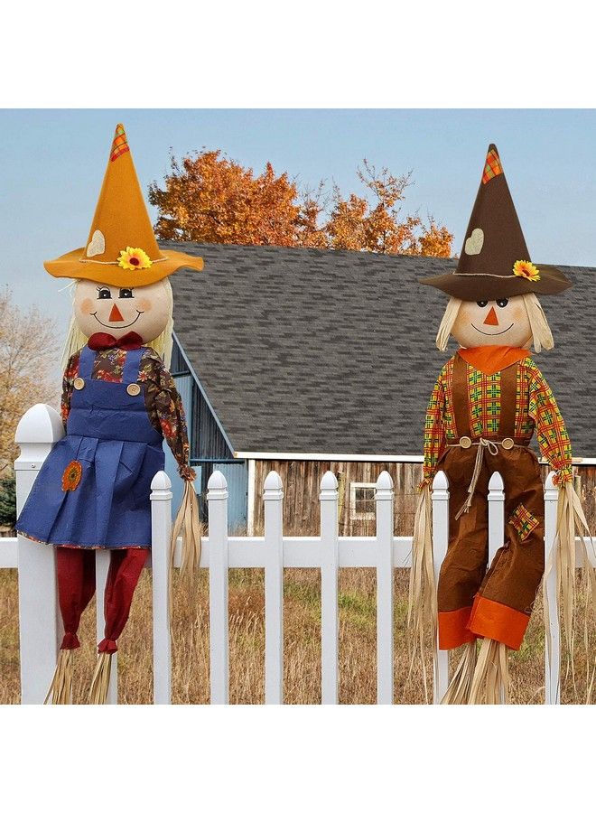 Geyoga 2 Pieces Scarecrow Hat Felt Scarecrow Costume Accessory For Halloween Costume Party 2 Colors For Age Over 12 (Dark Brown Light Brown) - Image 5