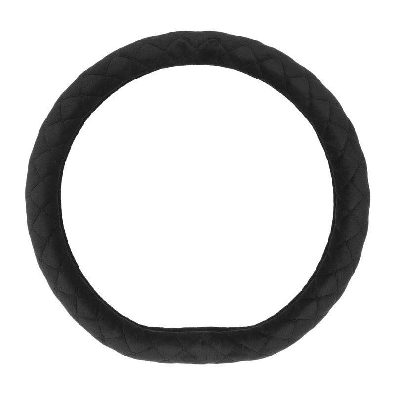 PTCPO Soft Car Steering Wheel Cover for Sedan, SUV, Warm Luxury Velvet, Odorless, Universal, Anti Slip, Summer Winter, Black, D Shape(Flat Bottom) - Image 3