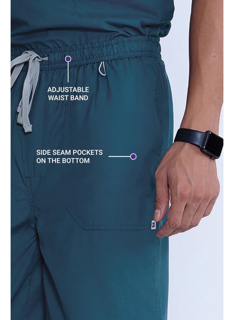 KNYA بدلة طبية رجالية كلاسيكية من KNYA بياقة صينية وخمسة جيوب | قصة عادية | أكمام قصيرة | للأطباء (أخضر غامق، مقاس 2XL) - Image 2