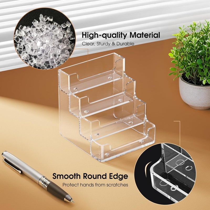 MaxGear Clear Business Card Holder, Acrylic Business Card Stand for Desk with 4 Tier, Clear Plastic Cards Display Holder for Exhibition, Home and Office, 320 Cards Capacity, 4 Pocket, 4 Pack - Image 4