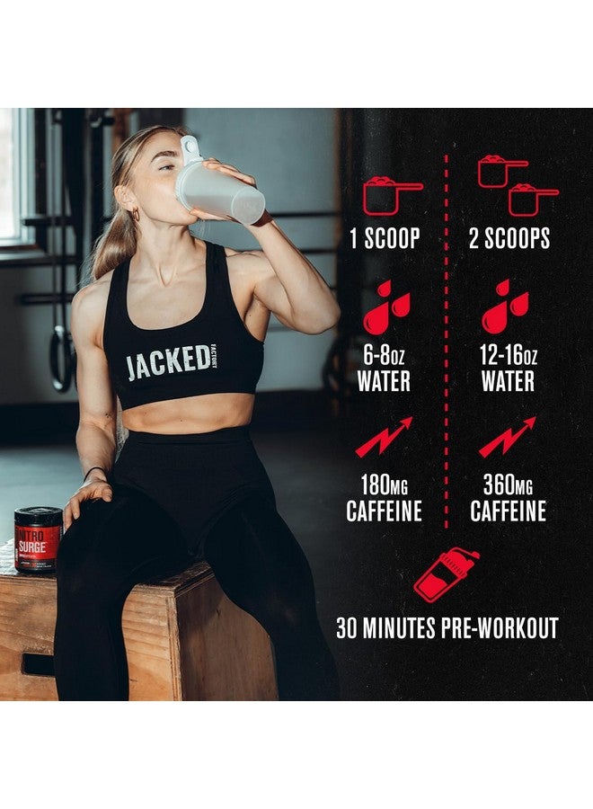 Jacked Factory NITROSURGE Shred Pre Workout Supplement - Energy Booster, Instant Strength Gains, Sharp Focus, Powerful Pumps - Nitric Oxide Booster & PreWorkout Powder - 30Sv, Watermelon - Image 4