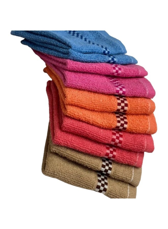 ORAS 100% Cotton Soft & Absorbent 300 GSM Face Towel Set of 6 pcs (Size 25 * 25Cm Small) Multi Color - Image 1