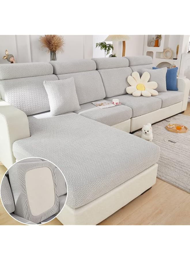 The Bros Universal Sofa Slipcover, 2024 New Wear-Resistant Sofa Cover, L Shape Sectional Couch Covers, Separate Cushion Couch Chaise Cover, High Stretch Furniture Protector (Light Grey,Large 2 Seat) - Image 2