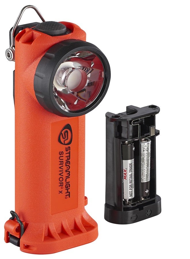 Streamlight 90950 Survivor X 250-Lumen Right-Angle Firefighter's Flashlight with Three (3) "AA Alkaline Batteries, Orange - Image 1