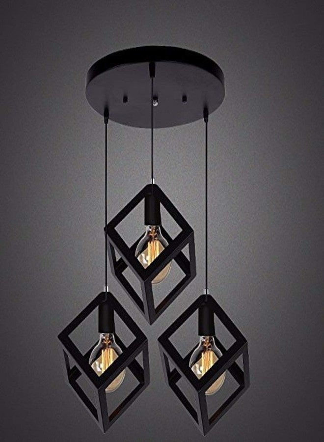 Homenique Vintage Sputnik Pendant Light E27 Base Black Sputnik Hanging Light Industrial Hanging Pendant Light Fixture (Bulb not Included) (Squire 3Set,Metal) - Image 2