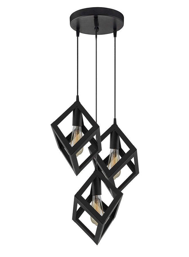 Homenique Vintage Sputnik Pendant Light E27 Base Black Sputnik Hanging Light Industrial Hanging Pendant Light Fixture (Bulb not Included) (Squire 3Set,Metal) - Image 1