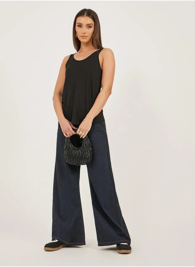 Styli Back Cutout Loose Fit Sleeveless Top by Styli
