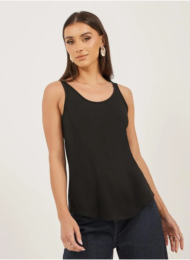 Styli Back Cutout Loose Fit Sleeveless Top by Styli