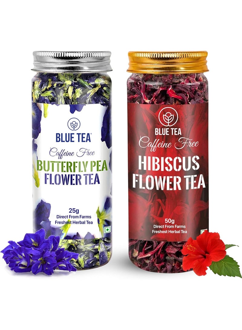الشاي الأزرق مجموعة كومبو الشاي الأزرق | شاي الفراشة بازلاء 25 جرام وشاي كركديه 50 جرام | مزرعة معبأة | شاي أعشاب خالي من الكافيين | خالي من الغلوتين | خالٍ من الكائنات المعدلة وراثيًا - Image 1