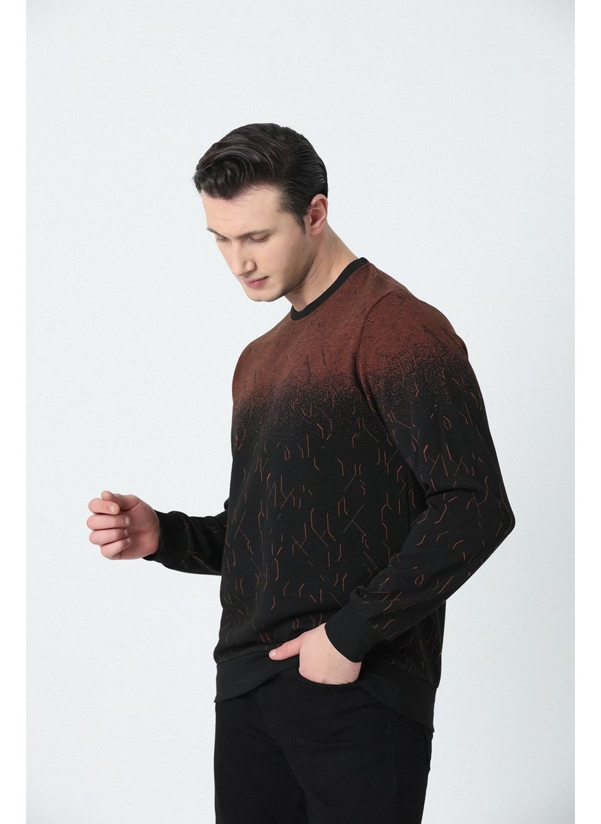 Men's Relaxed Cut Crew Neck Double Color Patterned Soft Texture Jacquard Sweatshirt Cinnamon - pzsku/ZA706F46E6E8DD9B9D3FAZ/45/_/1740652562/c62f7397-df4e-42a8-b275-110eee4472ea