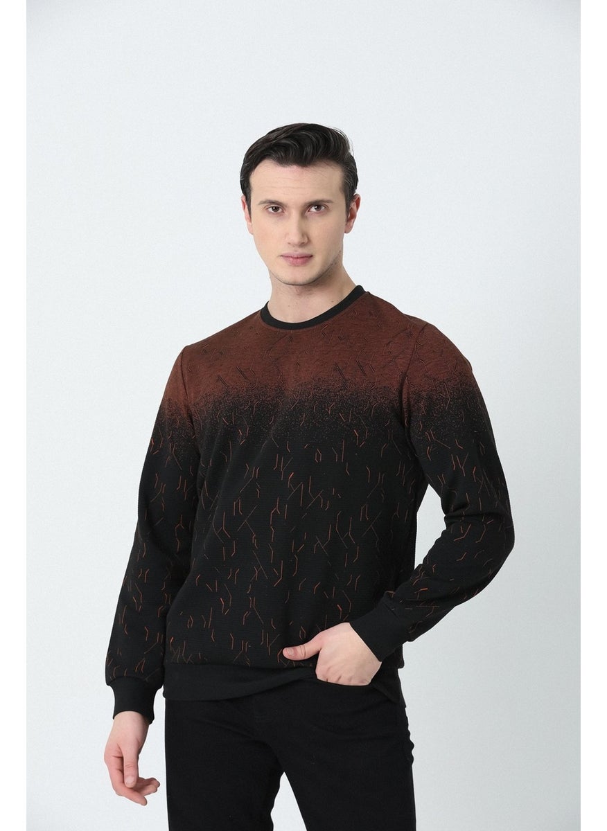 Men's Relaxed Cut Crew Neck Double Color Patterned Soft Texture Jacquard Sweatshirt Cinnamon - pzsku/ZA706F46E6E8DD9B9D3FAZ/45/_/1740652565/79f1ee18-14e1-4bf2-b4eb-9b39a7abf1d4