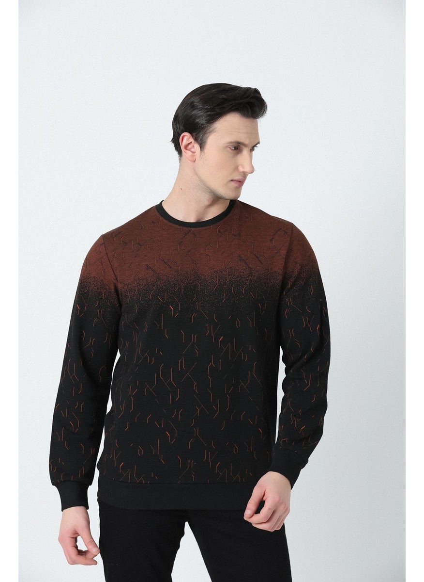 Men's Relaxed Cut Crew Neck Double Color Patterned Soft Texture Jacquard Sweatshirt Cinnamon - pzsku/ZA706F46E6E8DD9B9D3FAZ/45/_/1740652608/ba765d66-75c9-4ca8-9ddf-651fca61d630