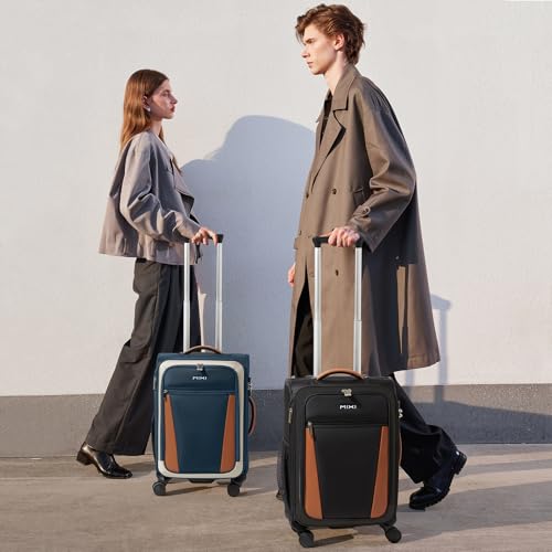 mixi Carry On Luggage 20 Inch Softside Expandable Suitcase with Front Pocket, 22x14x9 Airline Approved Rolling Lightweight Travel Suitcases with Wheels & TSA (Black) - Image 2