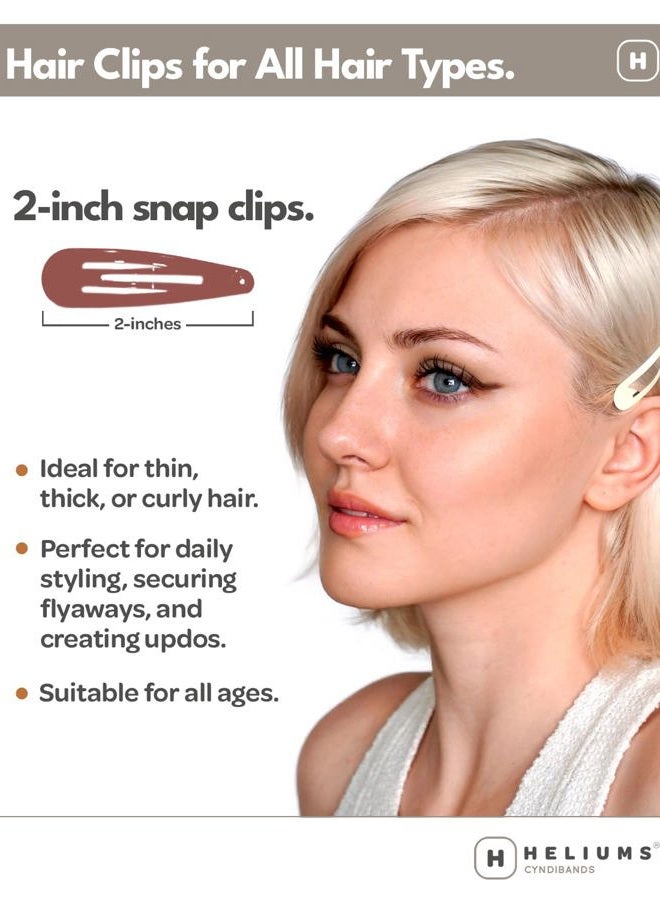 Heliums Snap Hair Clips for Women - Metallic Ash Blonde - 2 Inch Metal Barrettes for Thin Hair and Kids, Neutral Colors - 12 Count - Image 2