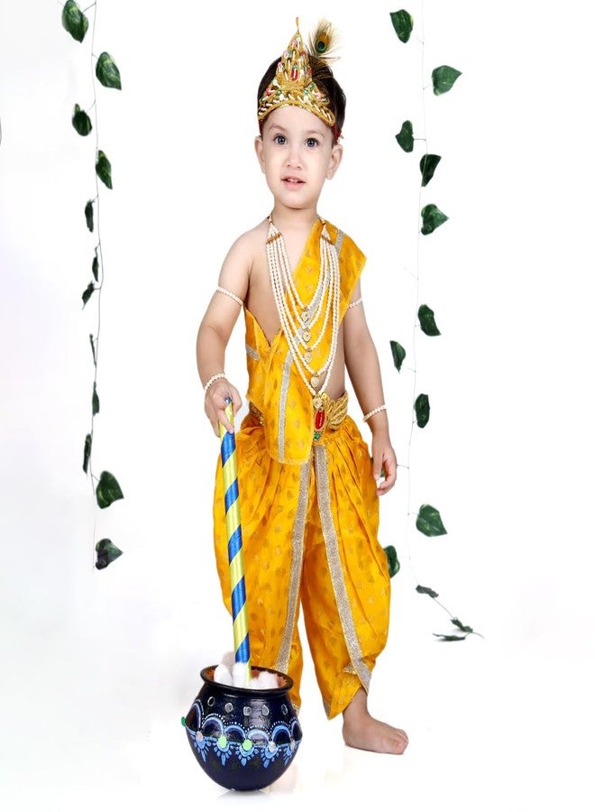 DESI ANDAAZ Krishna Dress for Kids - Fancy Dress for Boys & Girls | Bal Krishna Dress with Mukut, Flute & Accessories (Set of 10)| Janmashtami - Image 3