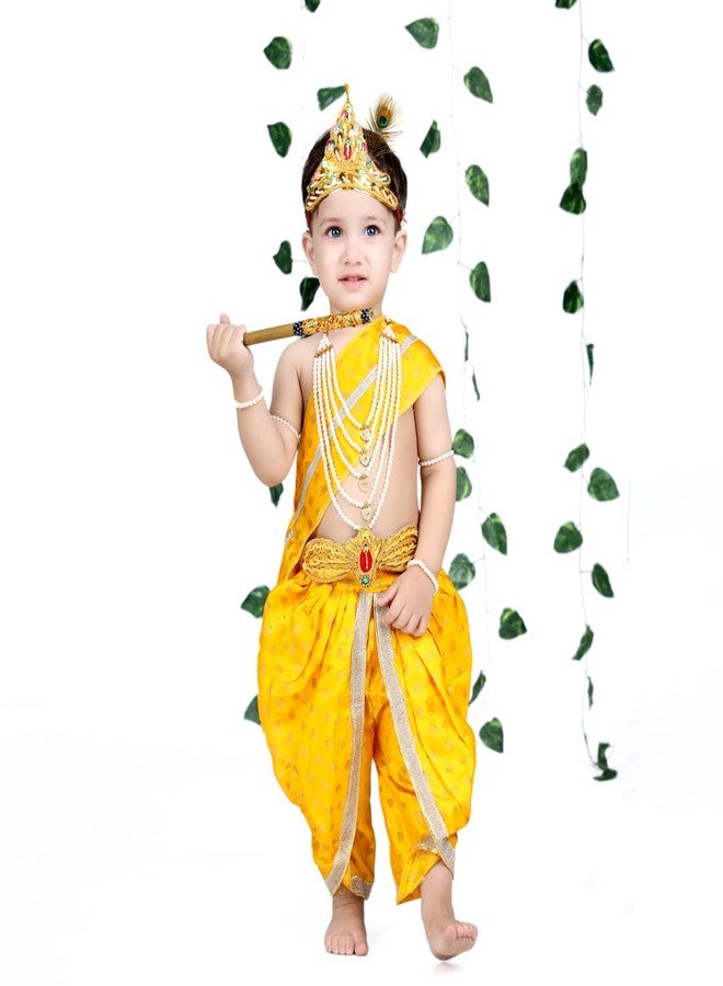 DESI ANDAAZ Krishna Dress for Kids - Fancy Dress for Boys & Girls | Bal Krishna Dress with Mukut, Flute & Accessories (Set of 10)| Janmashtami - Image 2
