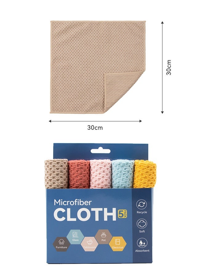 5-Piece Microfiber Cloth Set, Wet and Dry，Absorbent, Hygienic, for Cars and Household. 30cm*30cm - Image 4