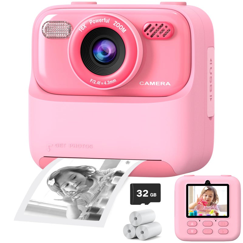 Cimizi Kids Instant Digital Cameras for Boys and Girls 1080P HD DualLens Selfie Digital Camera with Print Paper 32G Card Christmas Birthday Gifts Toys for Toddler and Teenagers Age 316 Years Old - Image 2