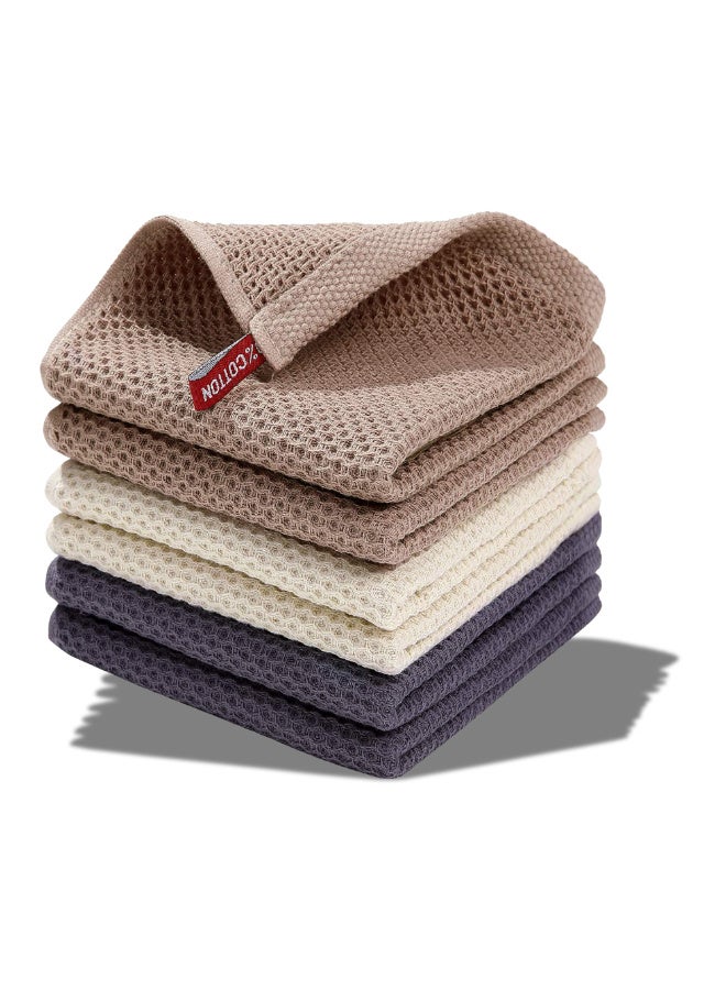 ماكدو 6 قطع من مناشف غسل الأطباق المربعة، مقاس 34×34 سم، من القطن المنسوج على شكل وافل، فائقة النعومة، سريعة الامتصاص، ألوان متنوعة، لتزيين المطبخ - Image 1