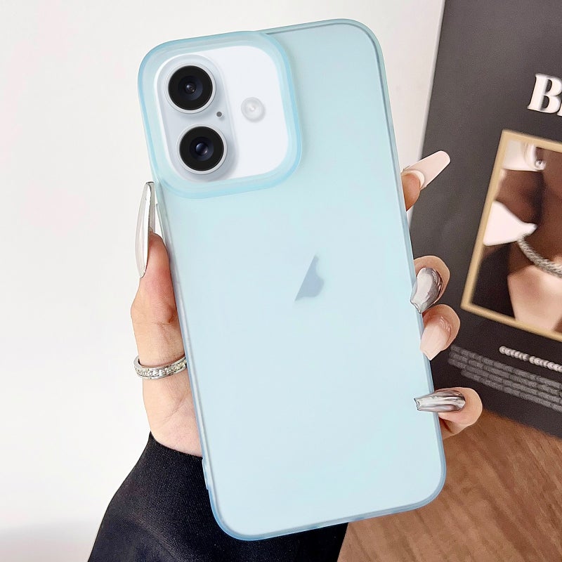 HuHa Protective Cover For iPhone 16 Frosted Translucent TPU Full Coverage Phone Case(Light Blue) - Image 1