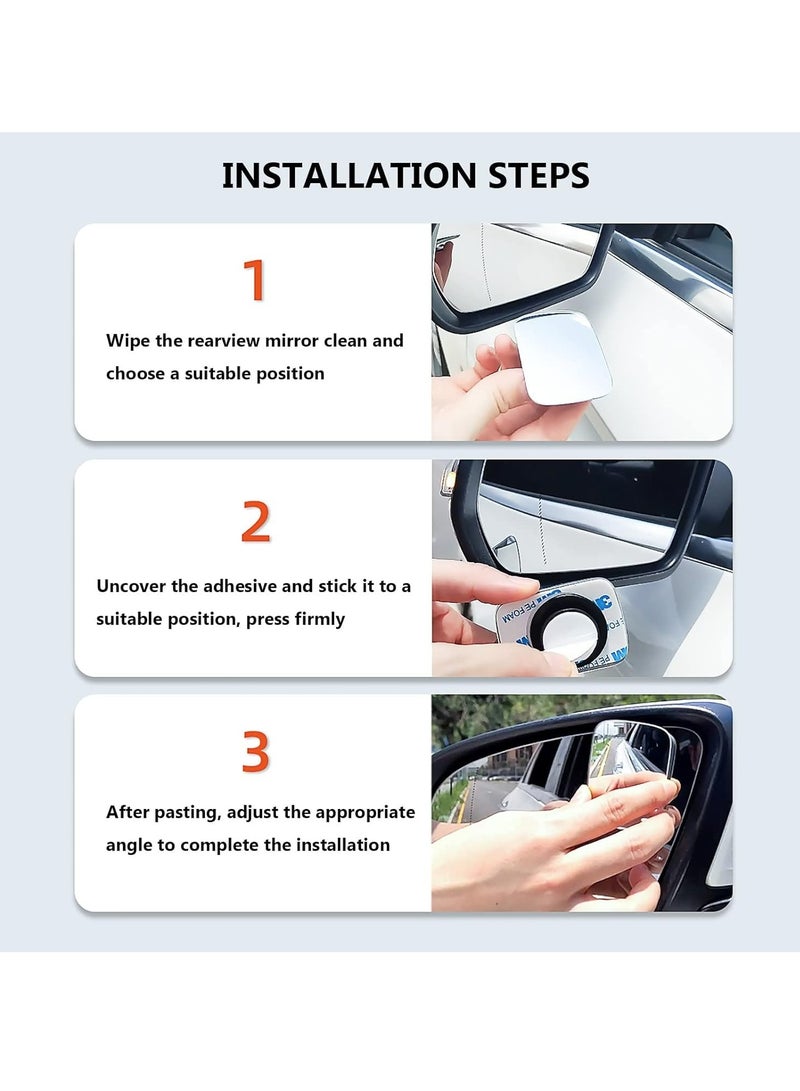 Loquat 2 PCS Adjustable Blind Spot Mirror, Rectangle HD Glass Frameless Convex Lens for All Universal Vehicles Car - Image 4