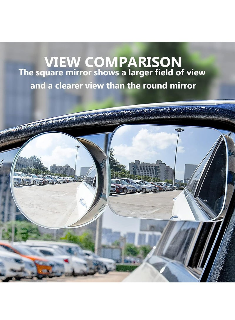 Loquat 2 PCS Adjustable Blind Spot Mirror, Rectangle HD Glass Frameless Convex Lens for All Universal Vehicles Car - Image 3